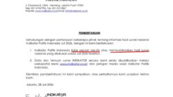 Indikator Bantah Beredarnya Klaim Survei Juli 2026, Tegaskan Tak Pernah Mempublikasikan Hasil Nasional