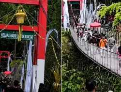 Jembatan Merah Putih Pongpet Pangandaran Ambruk Saat Diresmikan Bupati
