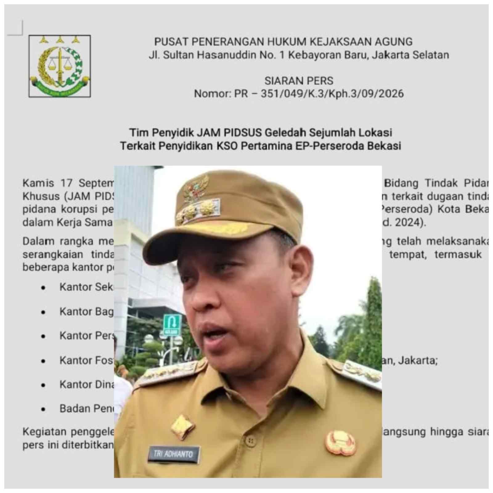 Kuasa Pemilik Modal (KPM), Atau Walikota Bekasi, Tri Adhianto