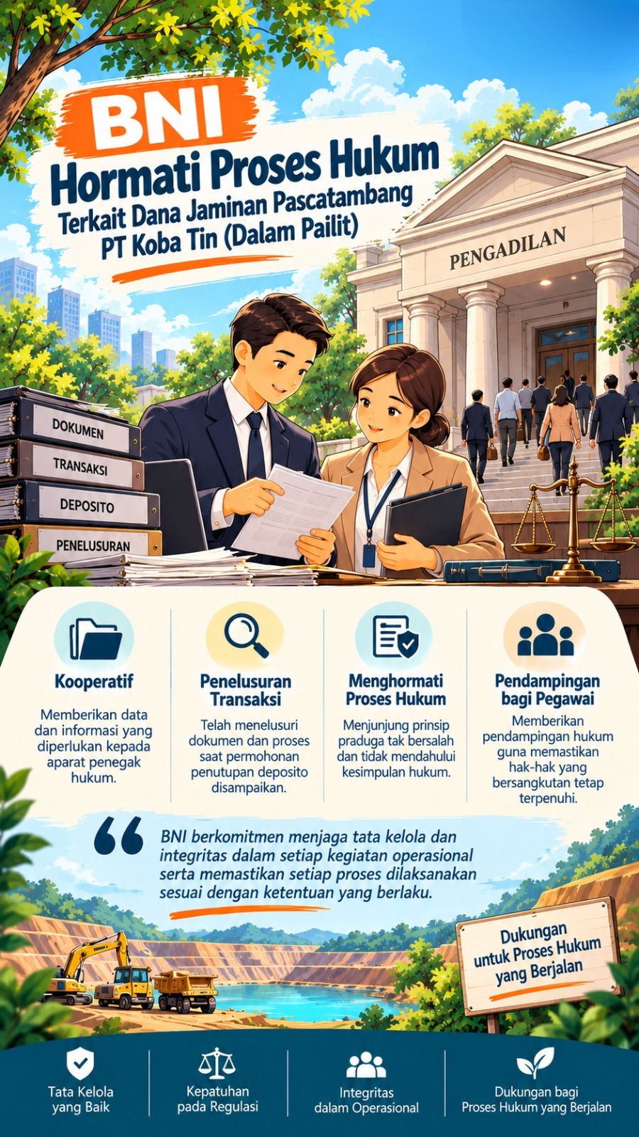 BNI Hormati Proses Hukum Terkait Dana Jaminan Paska Tambang PT Koba Tin (Dalam Pailit)