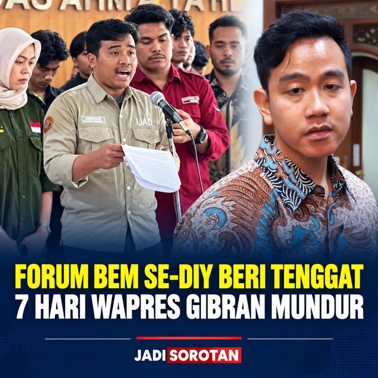 Forum BEM Se - DIY Desak Gibran Mundur, Beri Tengat 7 x 24 Jam