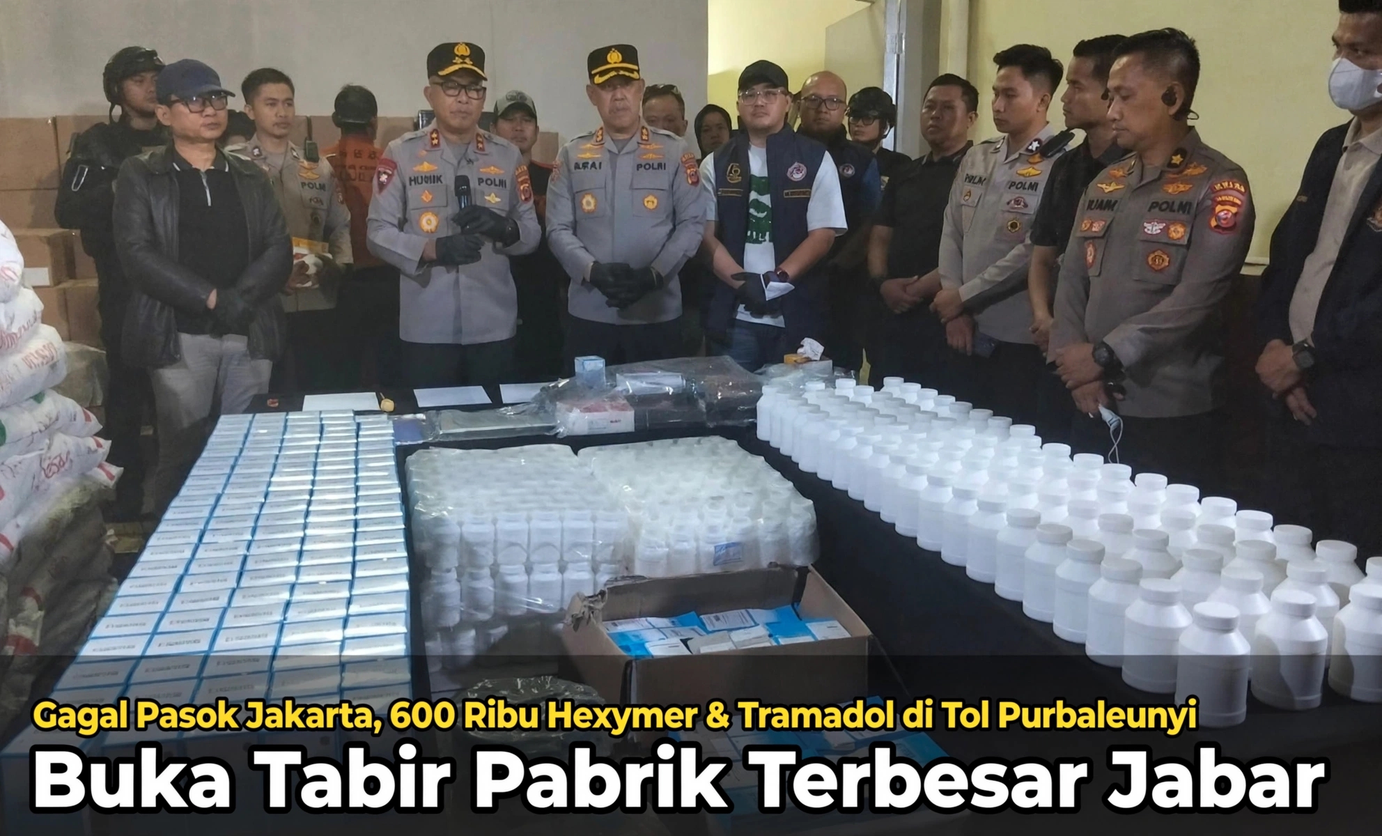 Gagal Pasok Jakarta, Pengiriman 600 Ribu Hexymer dan Tramadol di Tol Purbaleunyi Buka Tabir Pabrik Terbesar Jabar
