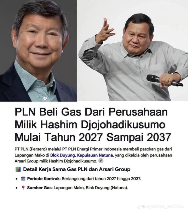 PLN Beli Gas dari Blok yang Dikuasai Perusahaan Hashim hingga 2037, Bisnis Adik Prabowo Jadi Sorotan