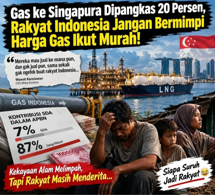 Gas ke Singapura Dipangkas 20 Persen, WeKa Institute: Rakyat Indonesia Jangan Bermimpi Harga Gas Ikut Murah!